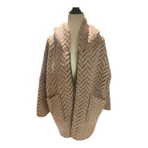 Wool blend chevron print hooded lagenlook oversized fit Italian jacket. Sz M